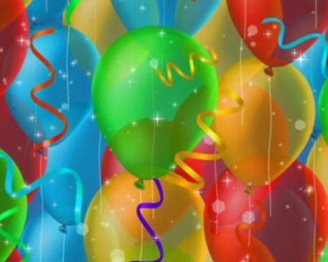 彩色气球升空透明光斑粒子彩带庆祝视频素材