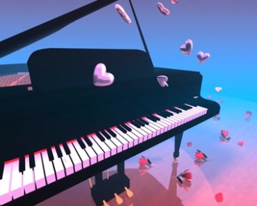 钢琴浪漫桃心婚礼现场婚庆大屏幕背景视频素材