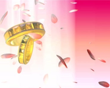 戒指婚戒对戒花瓣飞舞动态背景视频素材