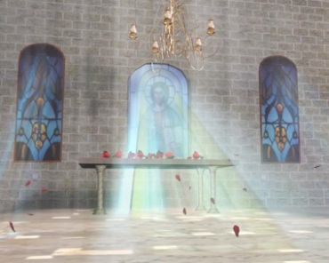 教堂圣母玛利亚像阳光照射视频素材