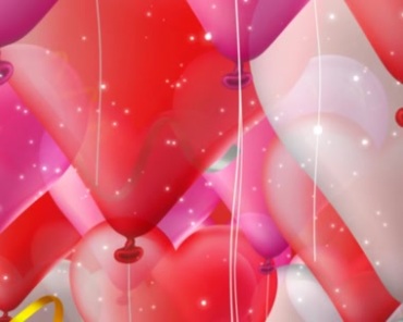 动感粉色桃心气球往上飞彩带粒子婚庆视频素材