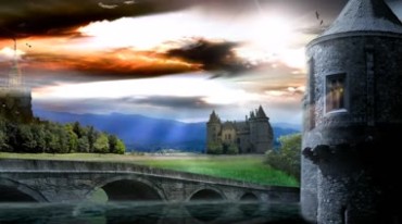 欧洲庄园城堡阳光照射视频素材