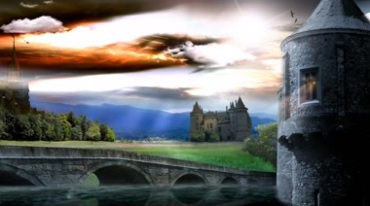 欧洲庄园城堡阳光照射视频素材