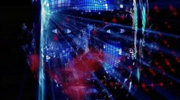 数码人脸模型蓝色射灯酒吧夜场大屏幕背景视频素材