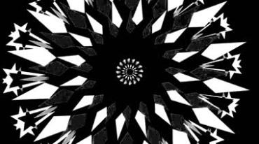 黑白五角星图案旋转扩散甩出动态特效视频素材