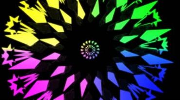 彩色圆圈图案旋转扩大发散黑屏抠像动态特效视频素材