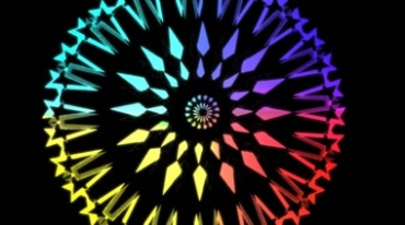 彩色圆圈图案旋转扩大发散黑屏抠像动态特效视频素材