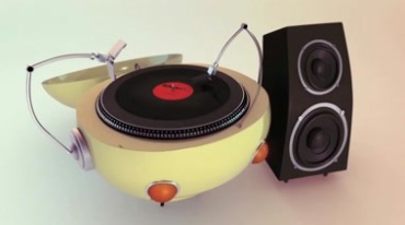 机器人唱片机喇叭音响音乐视频素材