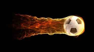 足球飞行蕴含巨大能量无人可挡火焰燃烧抠像视频素材