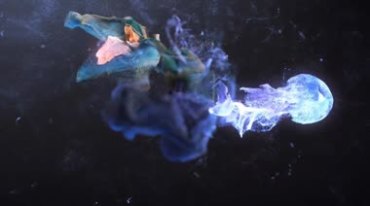 蓝色烟团动感节奏运动尾烟痕迹粒子特效视频素材