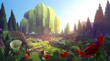 童话花园风景如画蜜蜂飞舞梦幻卡通视频素材
