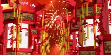 中国结红灯笼烟花视频素材