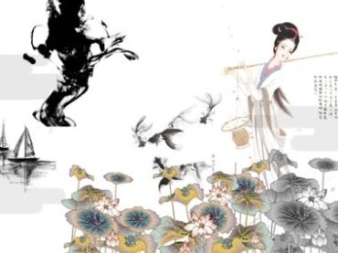 古典美女仕女唯美意境水墨中国背景视频素材
