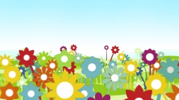 卡通花朵开花太阳花五颜六色动态视频素材