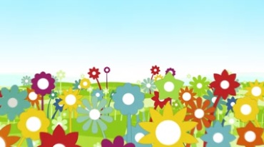 卡通花朵开花太阳花五颜六色动态视频素材