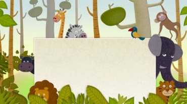 森林动物大会公告板白板卡通视频素材