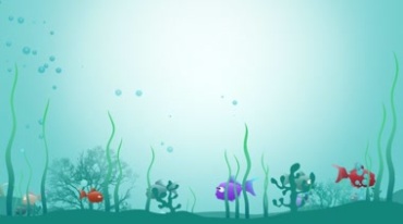 海底鱼游动水草气泡卡通视频素材