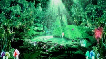 森林小天使树林深处池塘阳光蝴蝶飞舞视频素材
