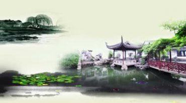 中国风江南园林花园荷塘池塘锦鲤亭子风情视频素材