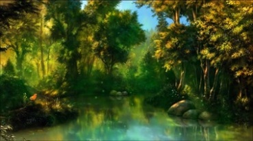 森林河流树林唯美风景视频素材
