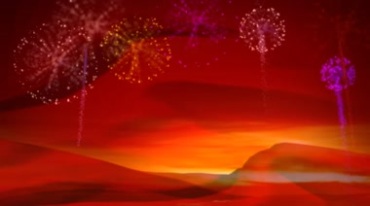 新年喜庆节日红绸飘动礼花燃放背景视频素材