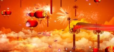 八月桂花遍地开中国结红灯笼喜庆红绸音乐视频素材