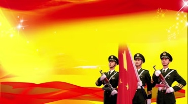 升国旗旗手红绸飘动建军节党建背景视频素材