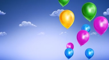 彩色节日气球升上蓝天卡通视频素材
