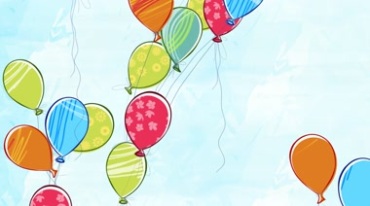 彩笔涂鸦气球飘上天空儿童卡通动画视频素材