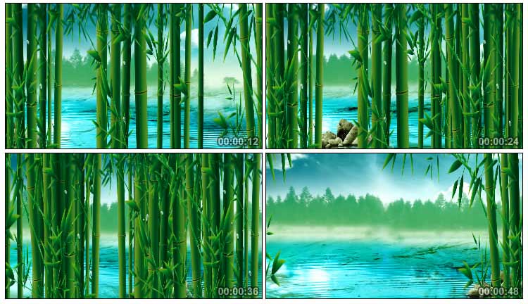 竹林流水写意视频素材
