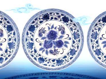 古典水墨青花瓷圆盘瓷盘视频素材