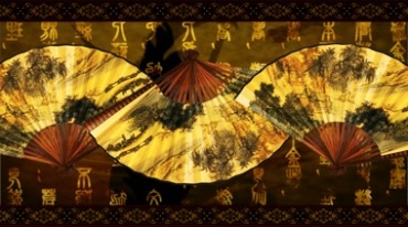 纸扇子山水武术扇文化背景视频素材