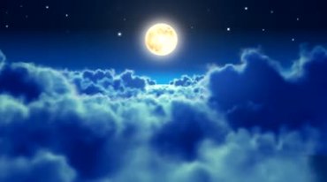 唯美天空云海明月星空(有音乐)视频素材