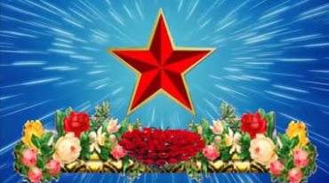 红星五角星放光芒革命红军军歌祖国东方红视频素材