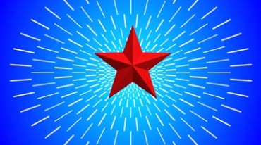 蓝底红五角星放光芒片头(有声音)视频素材