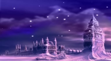紫色冰雪冰封城堡全景视频素材