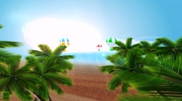 夏日风情海滩椰树热气球视频素材