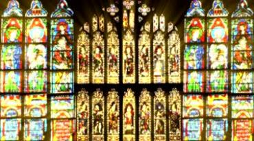 哥特风教堂窗户人物彩画视频素材