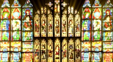 哥特风教堂窗户人物彩画视频素材