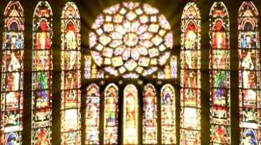 欧美哥特风教堂窗户窗格彩画图案高端婚礼视频素材