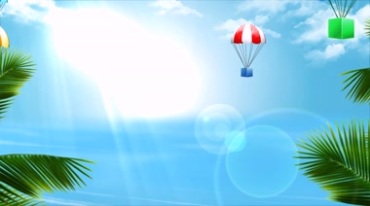 大海蓝天白云阳光椰子树视频素材