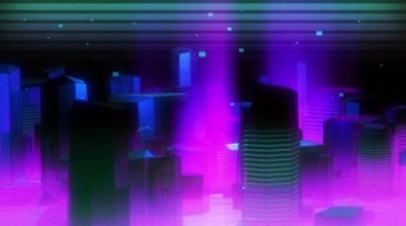 动感节奏建筑霓虹城市灯光(有音乐)视频素材