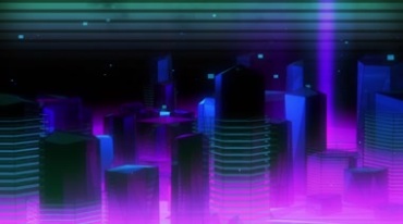 动感节奏建筑霓虹城市灯光(有音乐)视频素材