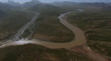 黄河支流蜿蜒航拍+黄河水波涛汹涌奔腾震撼视频素材
