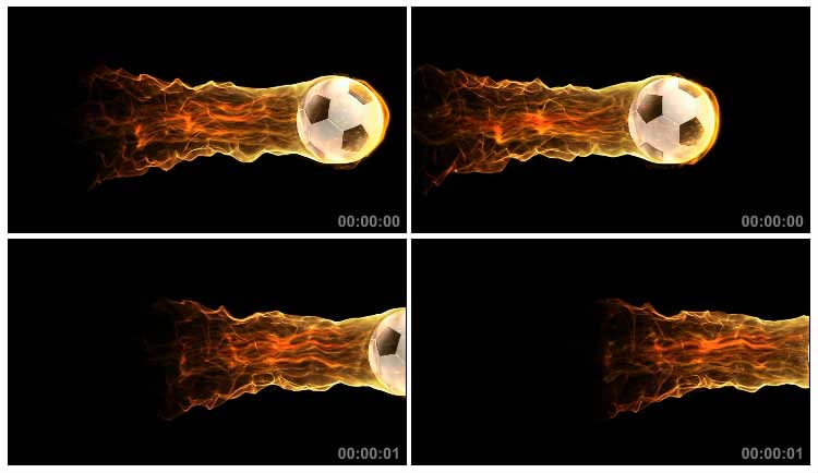 少林足球飞行拖着火焰尾巴视频素材