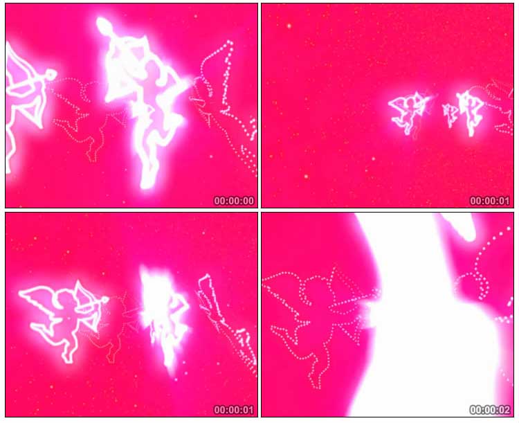霓虹灯光爱神丘比特射箭小天使视频素材