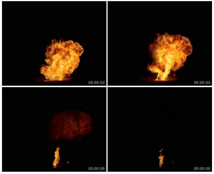 爆炸火球升空火团能量火焰燃烧黑屏特效视频素材