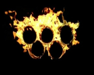 奥运五环火焰燃烧黑屏抠像特效视频素材