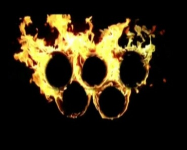 奥运五环火焰燃烧黑屏抠像特效视频素材