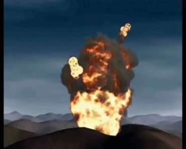 山体爆炸火焰冲天火球迸飞浓浓黑烟视频素材